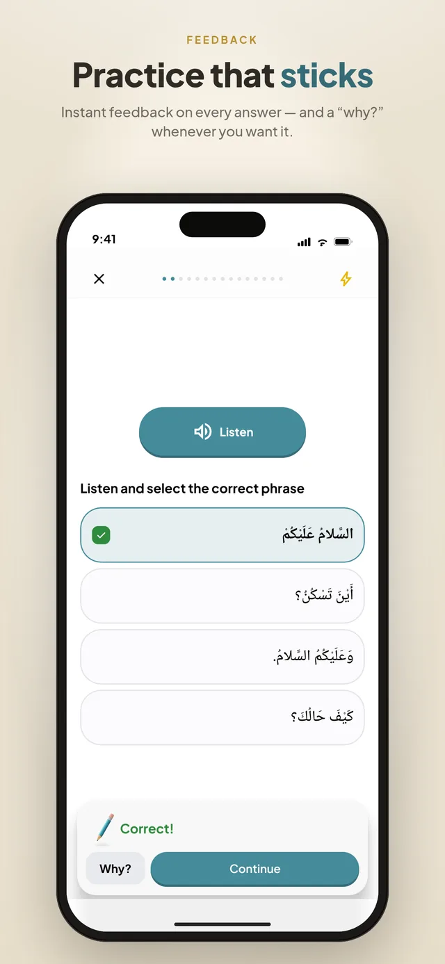 Instant feedback on answers